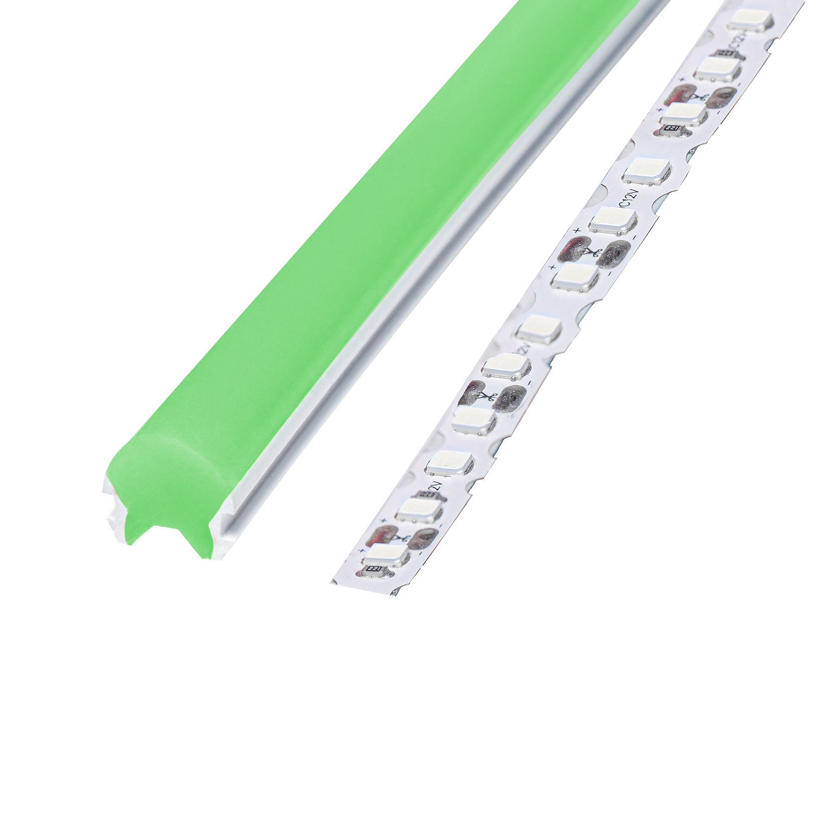 LED flessibile NEON LED flessibile in silicone in due pezzi verde, DC12V, 8  mm